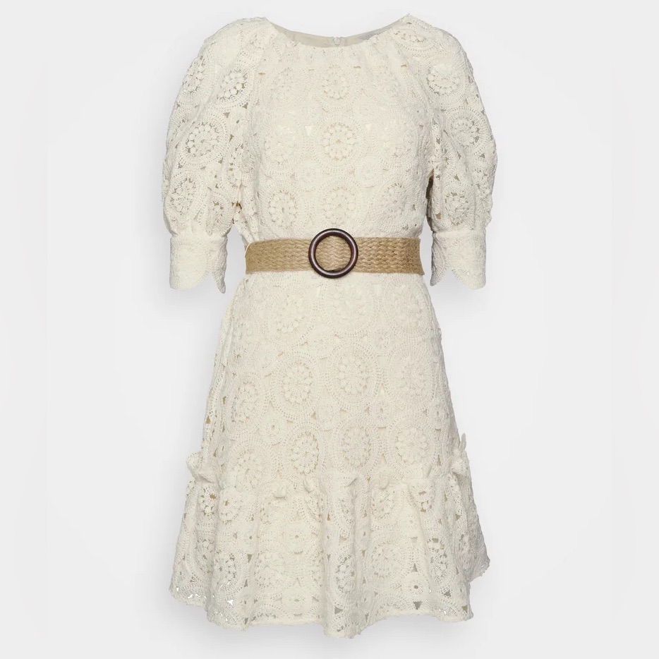 ted baker crochet dress Ted Baker London A-line White Crochet Panel Dress - Rose Gold Tone Zip -  Size 3